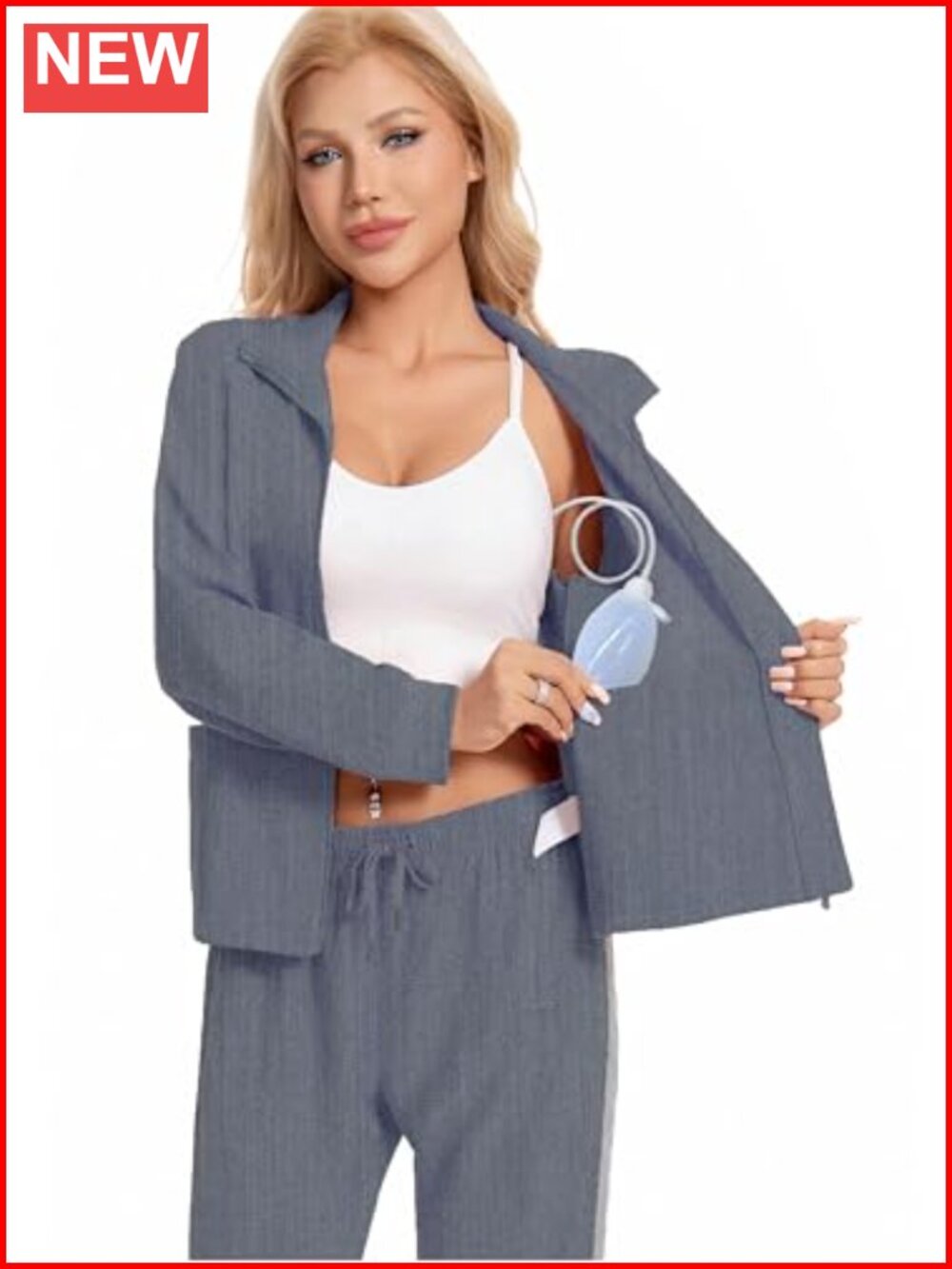 Mastectomy Zip Jacket Drain Pockets Post Breast Surgery Recovery